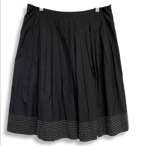 Talbots A Line Pleat Beaded Black Cotton Skirt 18 Preppy Career Modern Cocktail - Picture 10 of 11